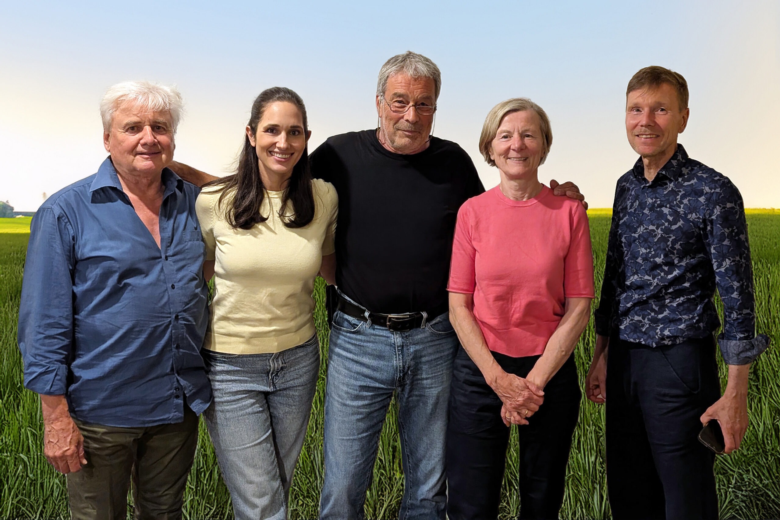 Der neue Vorstand der Grünen Mühltal (v. l. n. r.): Juan Egmont Ohrt (Beisitzer), Tina Steinbeck (Co-Vorsitzende), Axel Platen (Co-Vorsitzender), Heidi Langer-Bär (Beisitzerin), Michael Kudlich (Kassenwart)